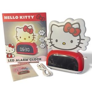 Hello Kitty Toaster LED Alarm Clock Red White Black Customize Lighting NEW NIB